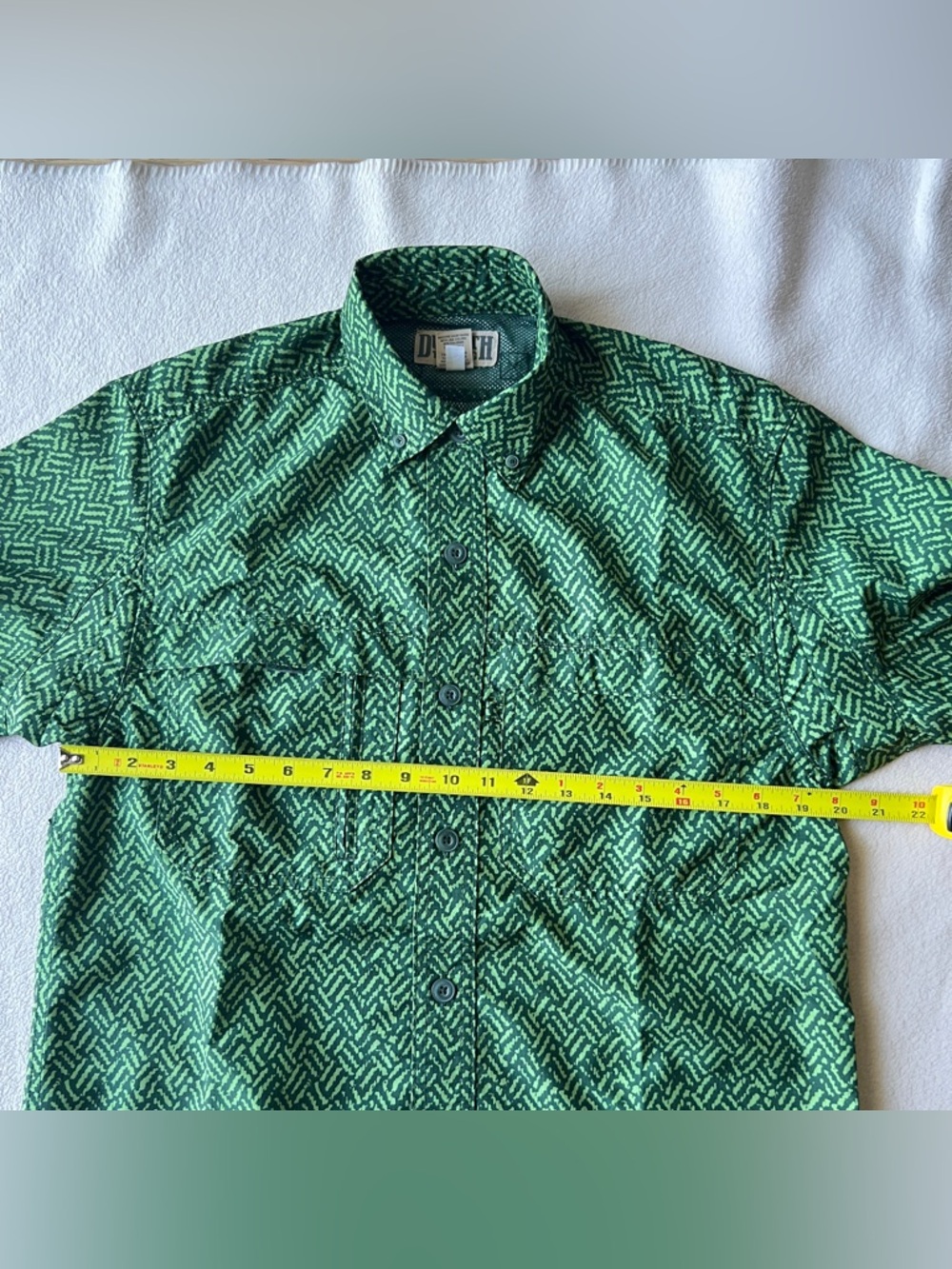 Duluth Trading Men's S Vented Outdoor Shirt Green Print Short Sleeve Button Down - Picture 9 of 13